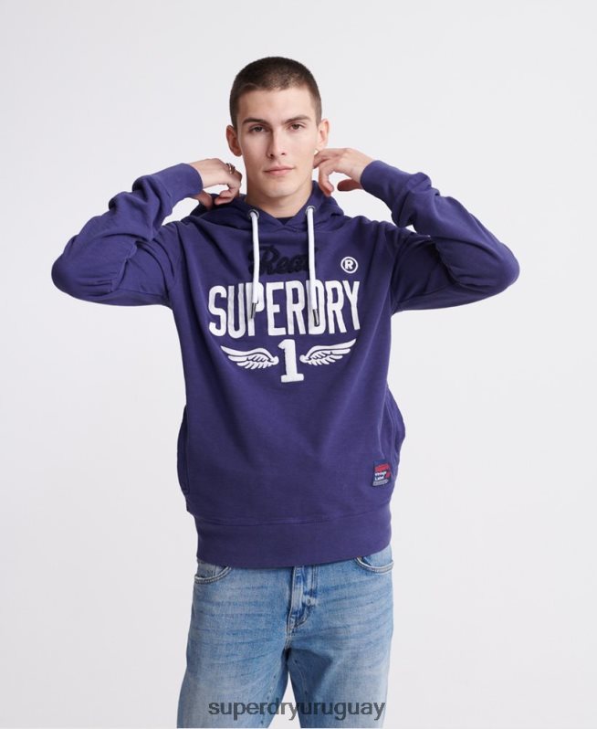 uy Superdry hombres super 1 sudadera con capucha clásica de neón púrpura DT2N8Z901 ropa