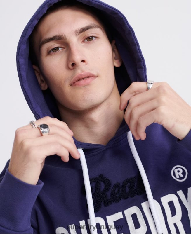 uy Superdry hombres super 1 sudadera con capucha clásica de neón púrpura DT2N8Z901 ropa