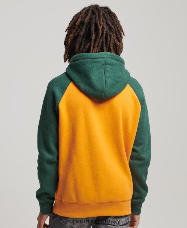 uy Superdry hombres superbam sudadera con capucha y raglán oro DT2N8Z501 ropa