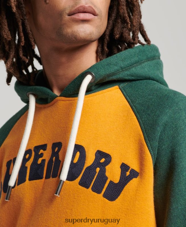 uy Superdry hombres superbam sudadera con capucha y raglán oro DT2N8Z501 ropa