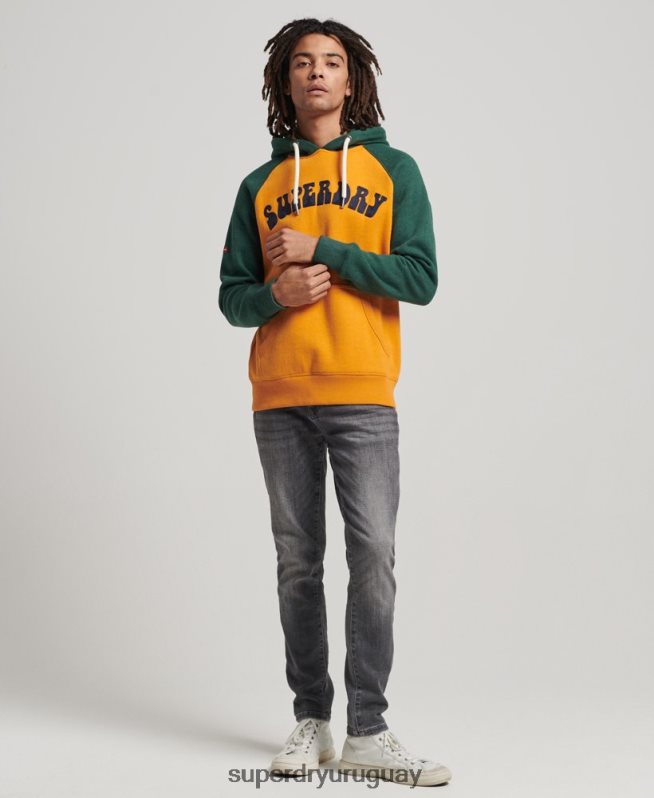 uy Superdry hombres superbam sudadera con capucha y raglán oro DT2N8Z501 ropa
