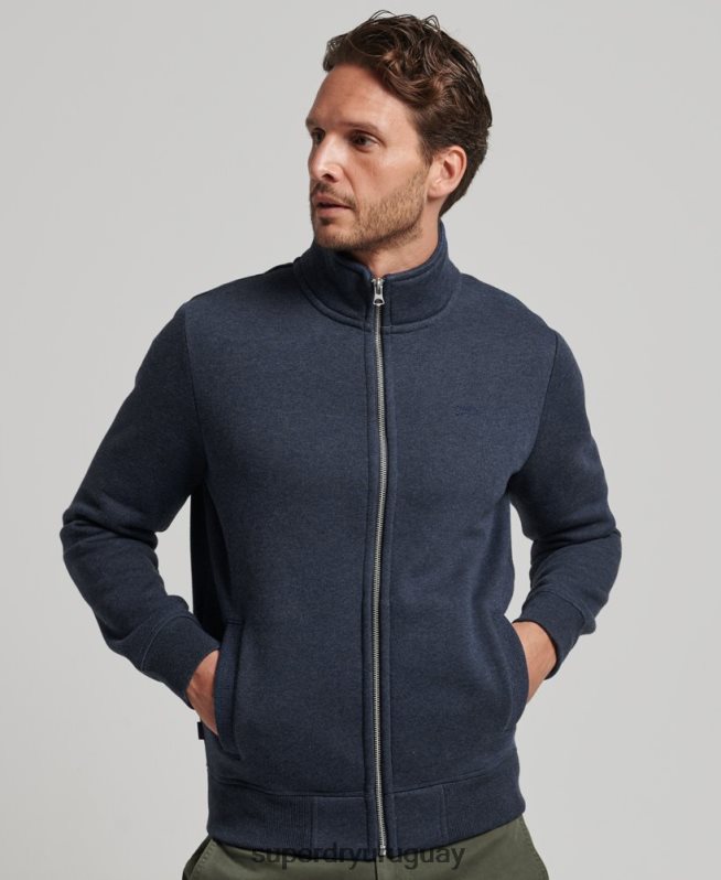 uy Superdry hombres top deportivo con cremallera y logo bordado Armada DT2N8Z730 ropa