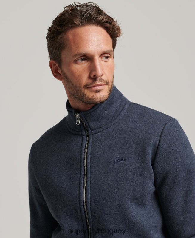 uy Superdry hombres top deportivo con cremallera y logo bordado Armada DT2N8Z730 ropa