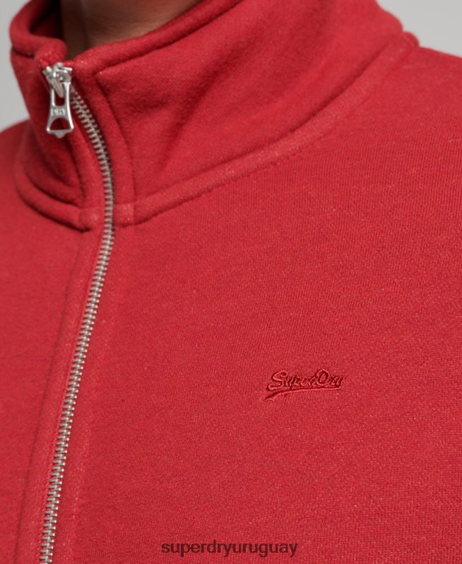 uy Superdry hombres top deportivo con cremallera y logo bordado rojo DT2N8Z632 ropa