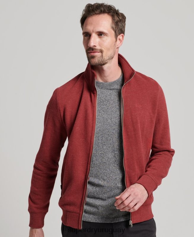 uy Superdry hombres top deportivo con cremallera y logo bordado rojo DT2N8Z825 ropa