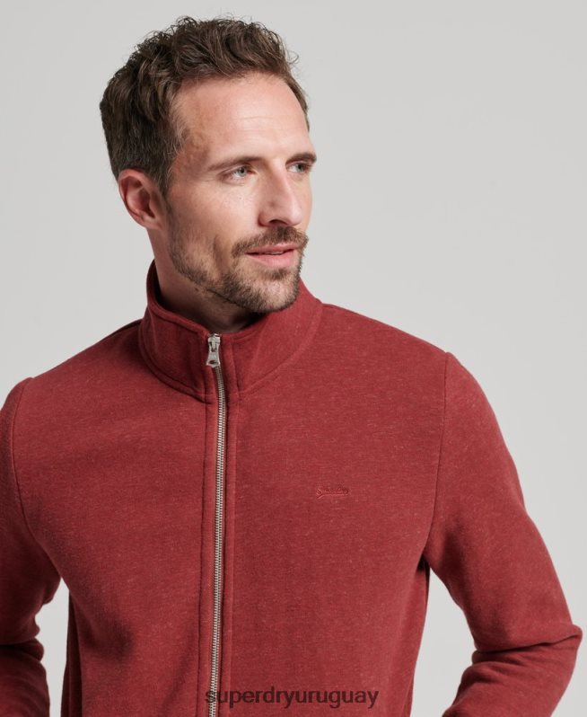 uy Superdry hombres top deportivo con cremallera y logo bordado rojo DT2N8Z825 ropa
