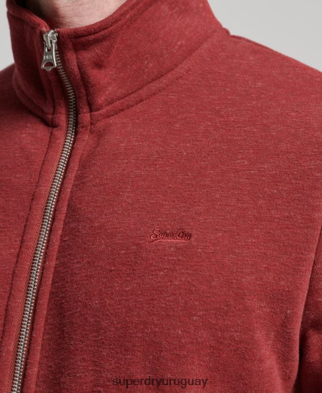 uy Superdry hombres top deportivo con cremallera y logo bordado rojo DT2N8Z825 ropa