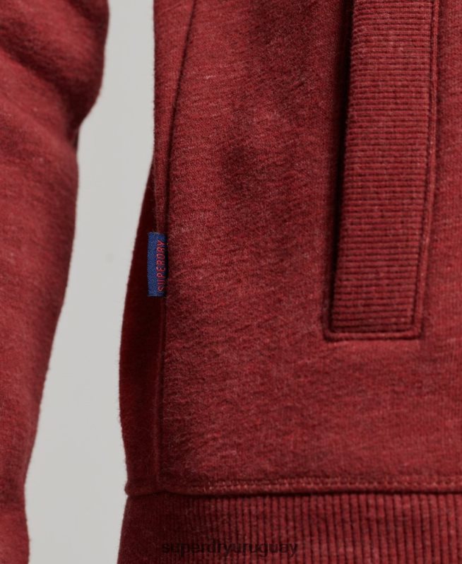 uy Superdry hombres top deportivo con cremallera y logo bordado rojo DT2N8Z825 ropa