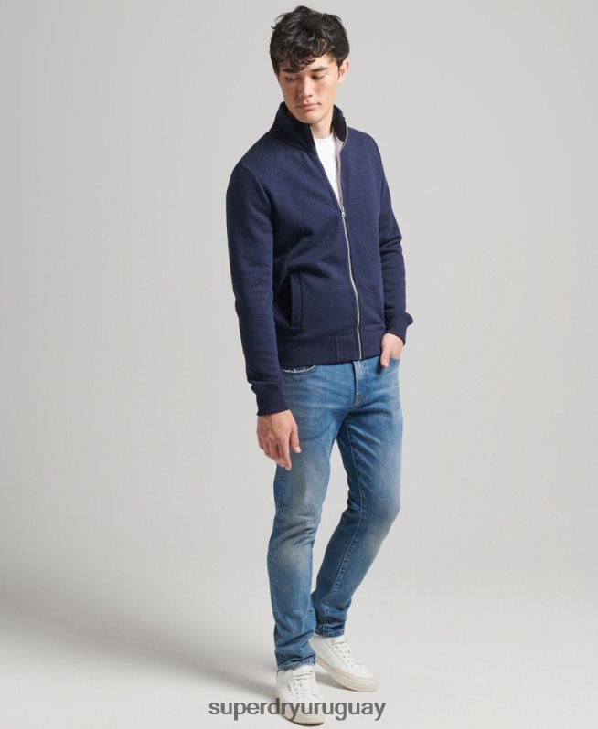 uy Superdry hombres top deportivo de algodón orgánico con cremallera y logo vintage Armada DT2N8Z5083 ropa