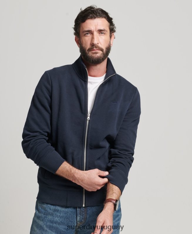uy Superdry hombres top deportivo de algodón orgánico con cremallera y logo vintage Armada DT2N8Z5085 ropa