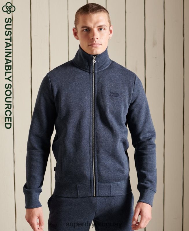 uy Superdry hombres top deportivo de algodón orgánico con cremallera y logo vintage Armada DT2N8Z5136 ropa