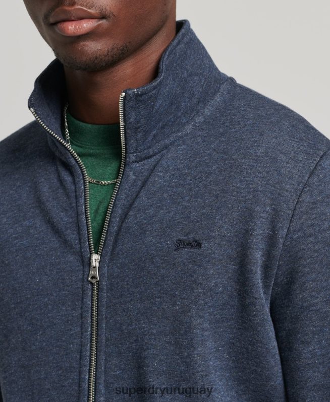 uy Superdry hombres top deportivo de algodón orgánico con cremallera y logo vintage Armada DT2N8Z5154 ropa