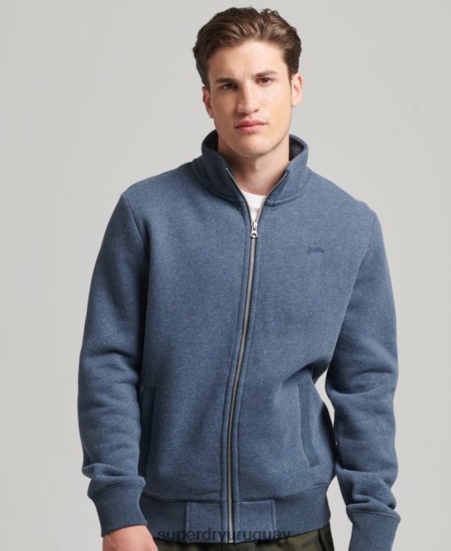 uy Superdry hombres top deportivo de algodón orgánico con cremallera y logo vintage Armada DT2N8Z600 ropa