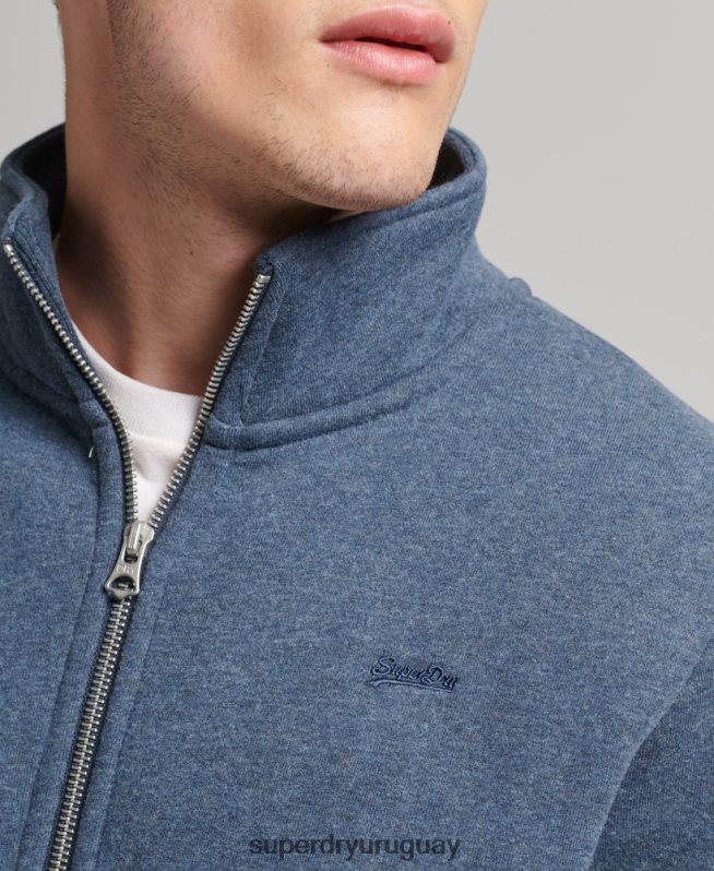 uy Superdry hombres top deportivo de algodón orgánico con cremallera y logo vintage Armada DT2N8Z600 ropa