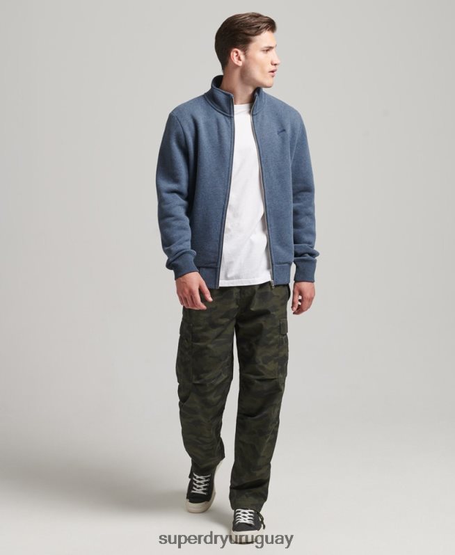 uy Superdry hombres top deportivo de algodón orgánico con cremallera y logo vintage Armada DT2N8Z600 ropa