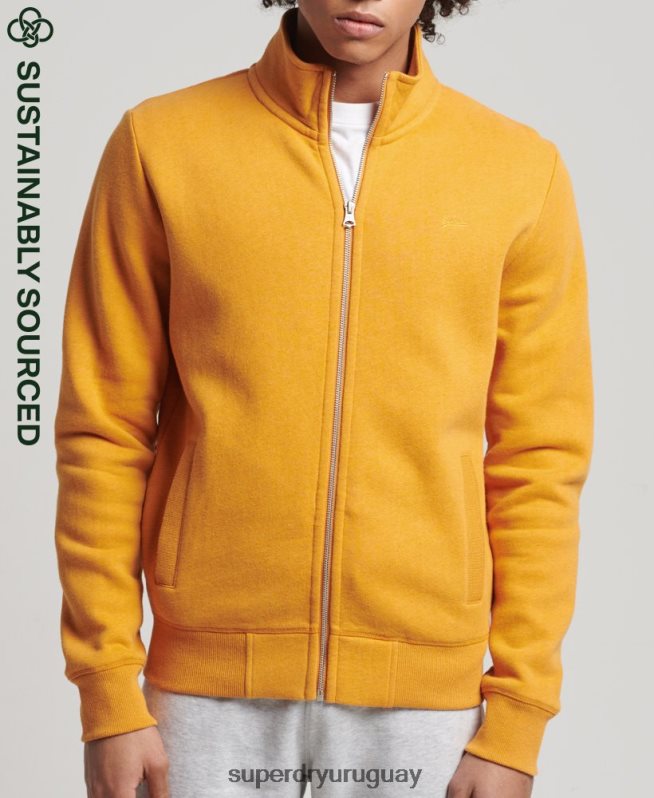 uy Superdry hombres top deportivo de algodón orgánico con cremallera y logo vintage amarillo DT2N8Z5054 ropa