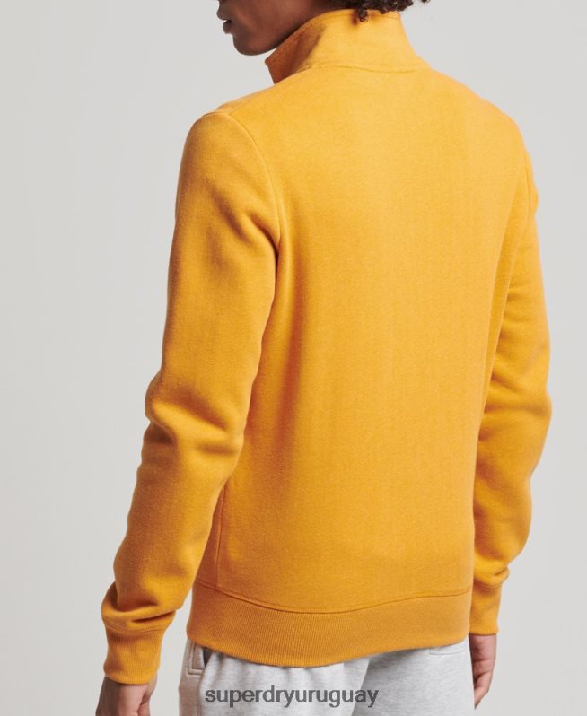 uy Superdry hombres top deportivo de algodón orgánico con cremallera y logo vintage amarillo DT2N8Z5054 ropa