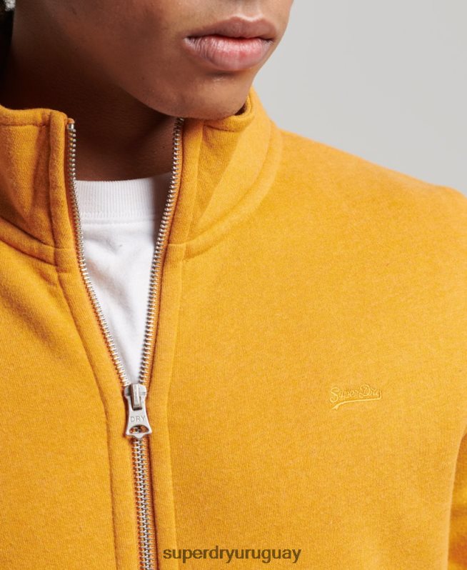 uy Superdry hombres top deportivo de algodón orgánico con cremallera y logo vintage amarillo DT2N8Z5054 ropa