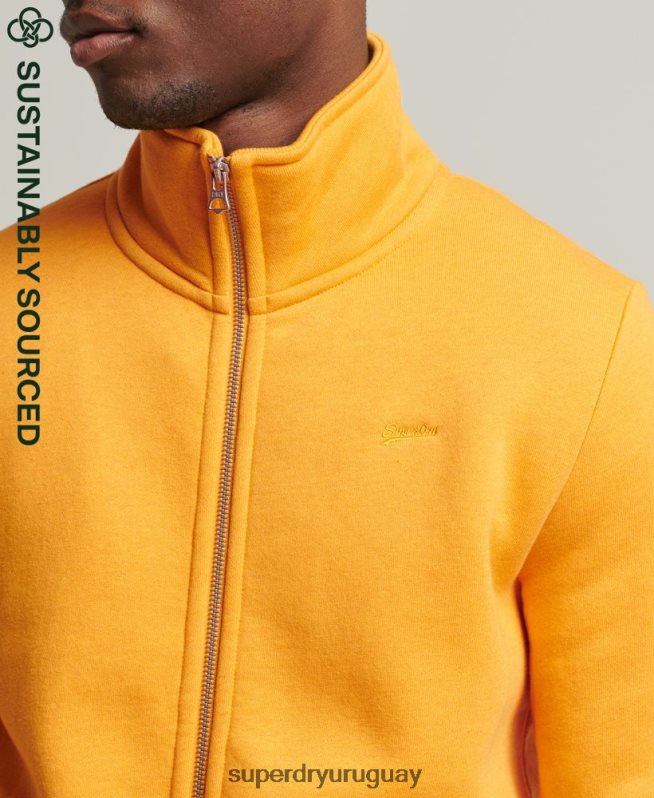 uy Superdry hombres top deportivo de algodón orgánico con cremallera y logo vintage amarillo DT2N8Z5077 ropa