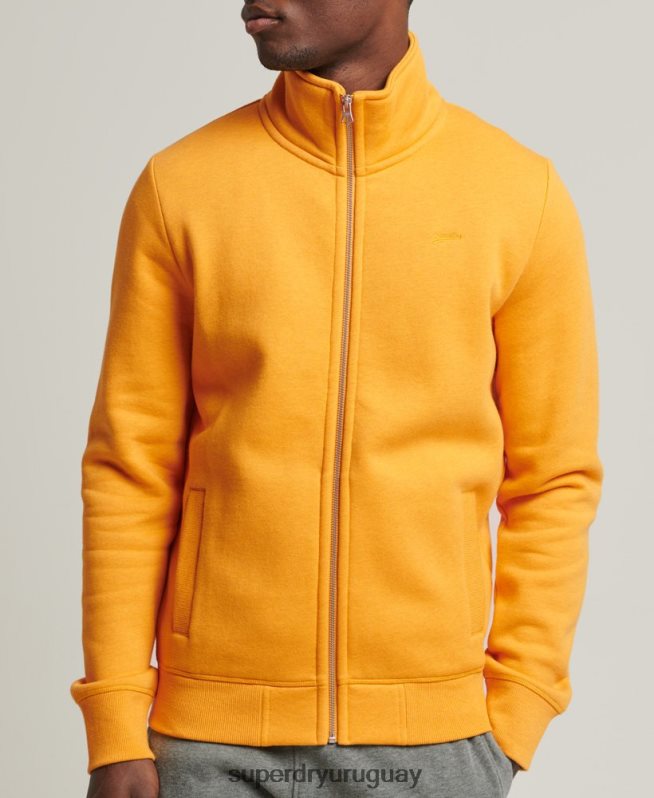 uy Superdry hombres top deportivo de algodón orgánico con cremallera y logo vintage amarillo DT2N8Z5077 ropa