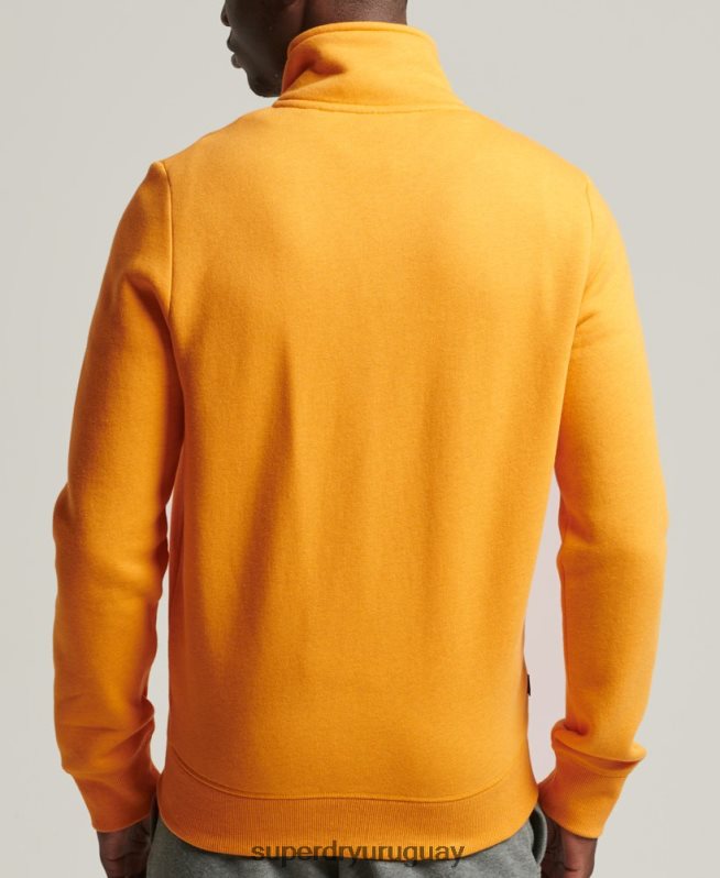 uy Superdry hombres top deportivo de algodón orgánico con cremallera y logo vintage amarillo DT2N8Z5077 ropa