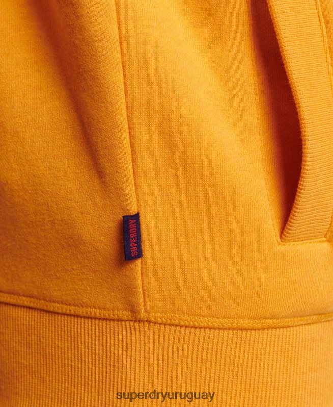 uy Superdry hombres top deportivo de algodón orgánico con cremallera y logo vintage amarillo DT2N8Z5077 ropa