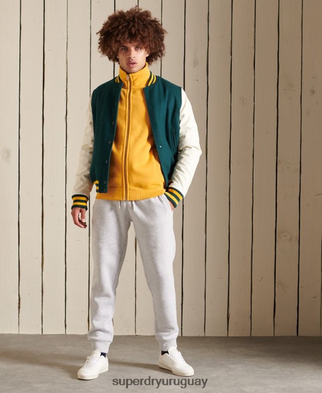 uy Superdry hombres top deportivo de algodón orgánico con cremallera y logo vintage amarillo DT2N8Z5095 ropa