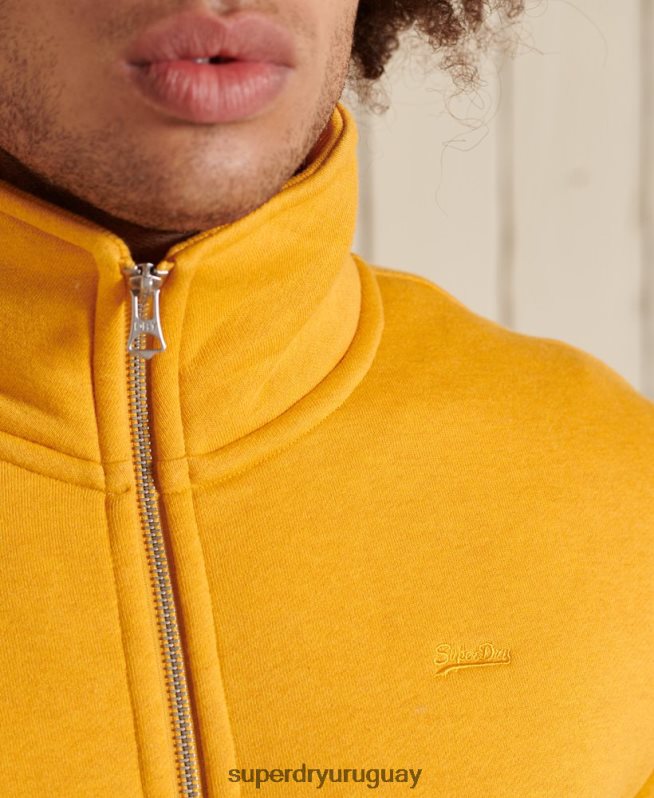uy Superdry hombres top deportivo de algodón orgánico con cremallera y logo vintage amarillo DT2N8Z5095 ropa