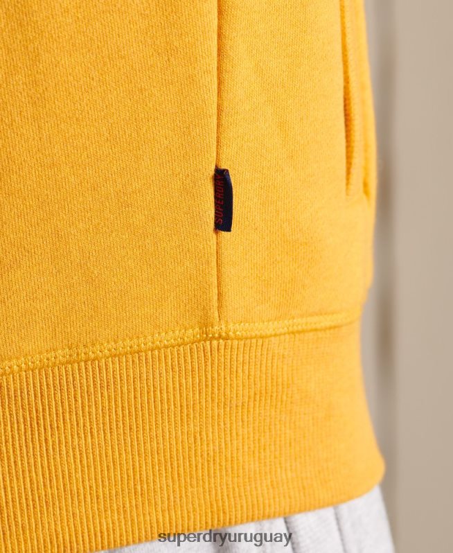 uy Superdry hombres top deportivo de algodón orgánico con cremallera y logo vintage amarillo DT2N8Z5095 ropa