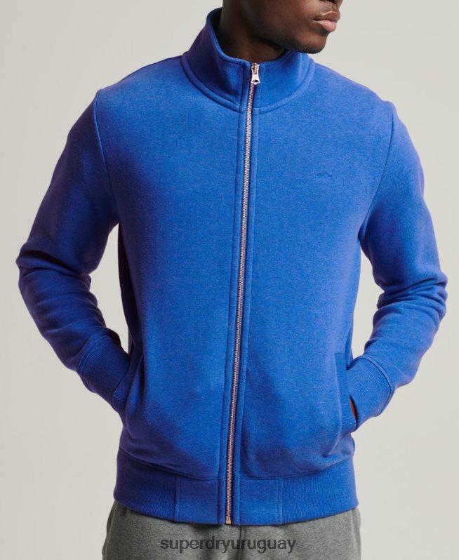 uy Superdry hombres top deportivo de algodón orgánico con cremallera y logo vintage azul DT2N8Z5101 ropa