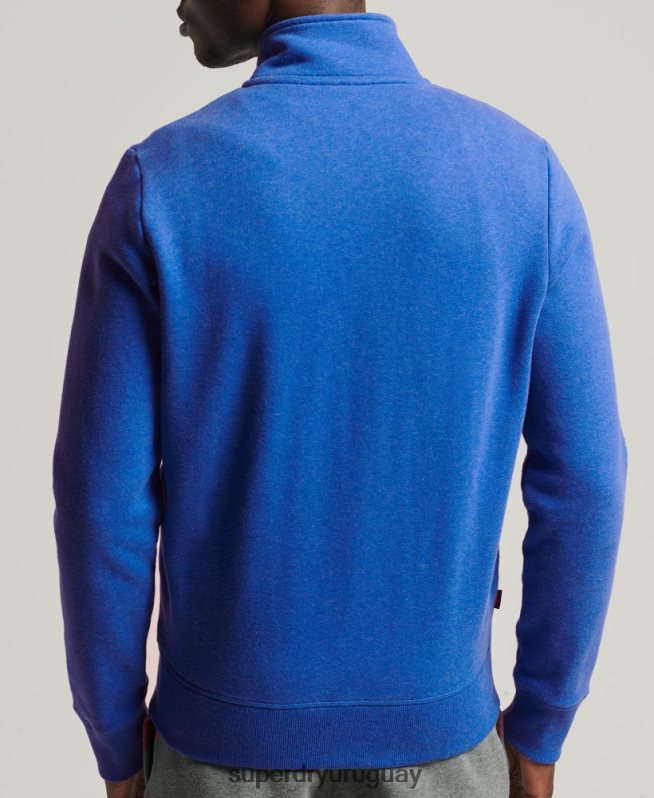 uy Superdry hombres top deportivo de algodón orgánico con cremallera y logo vintage azul DT2N8Z5101 ropa