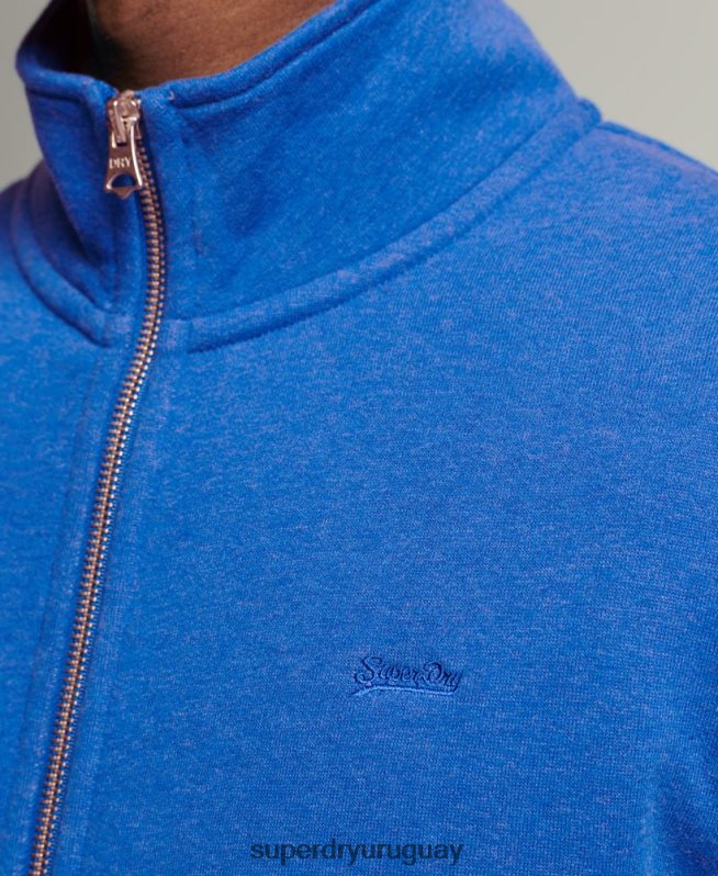 uy Superdry hombres top deportivo de algodón orgánico con cremallera y logo vintage azul DT2N8Z5101 ropa