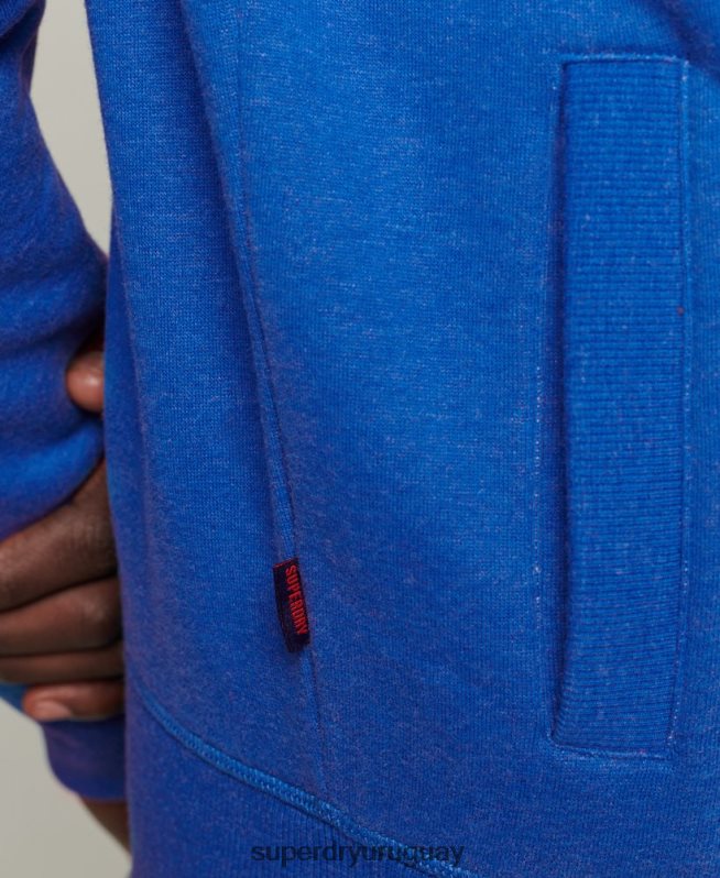 uy Superdry hombres top deportivo de algodón orgánico con cremallera y logo vintage azul DT2N8Z5101 ropa