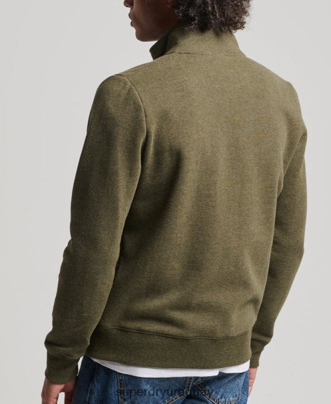 uy Superdry hombres top deportivo de algodón orgánico con cremallera y logo vintage caqui DT2N8Z5114 ropa