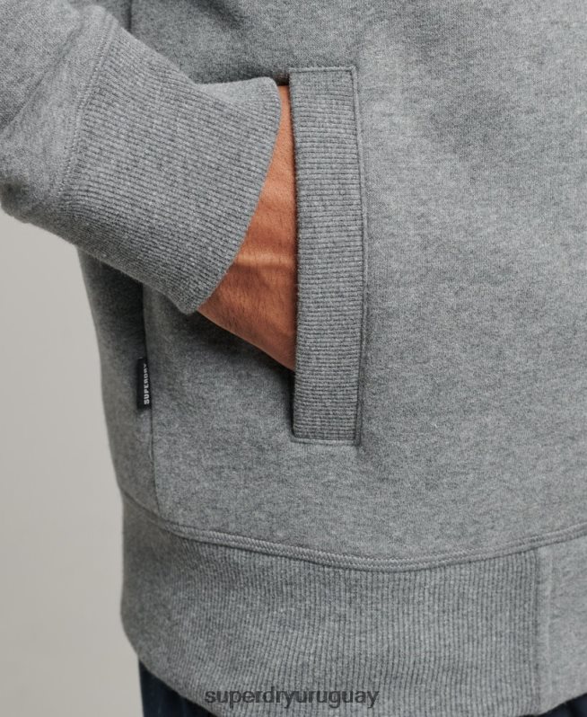 uy Superdry hombres top deportivo de algodón orgánico con cremallera y logo vintage gris DT2N8Z5094 ropa