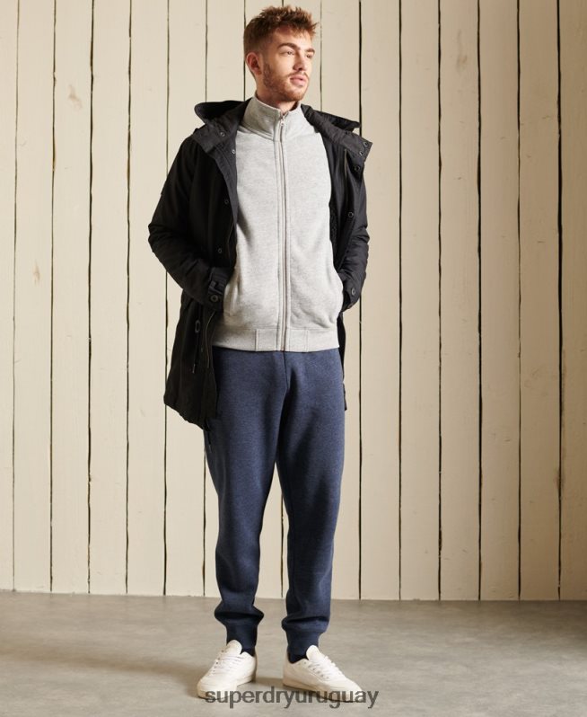 uy Superdry hombres top deportivo de algodón orgánico con cremallera y logo vintage gris DT2N8Z5201 ropa