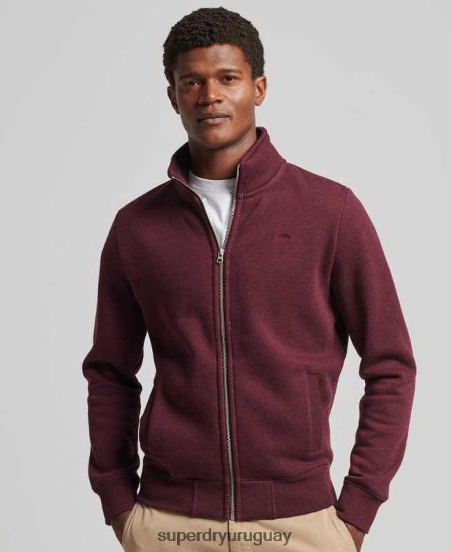 uy Superdry hombres top deportivo de algodón orgánico con cremallera y logo vintage rojo DT2N8Z4989 ropa