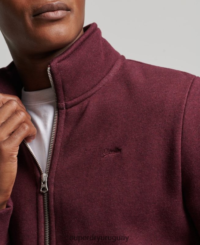 uy Superdry hombres top deportivo de algodón orgánico con cremallera y logo vintage rojo DT2N8Z4989 ropa