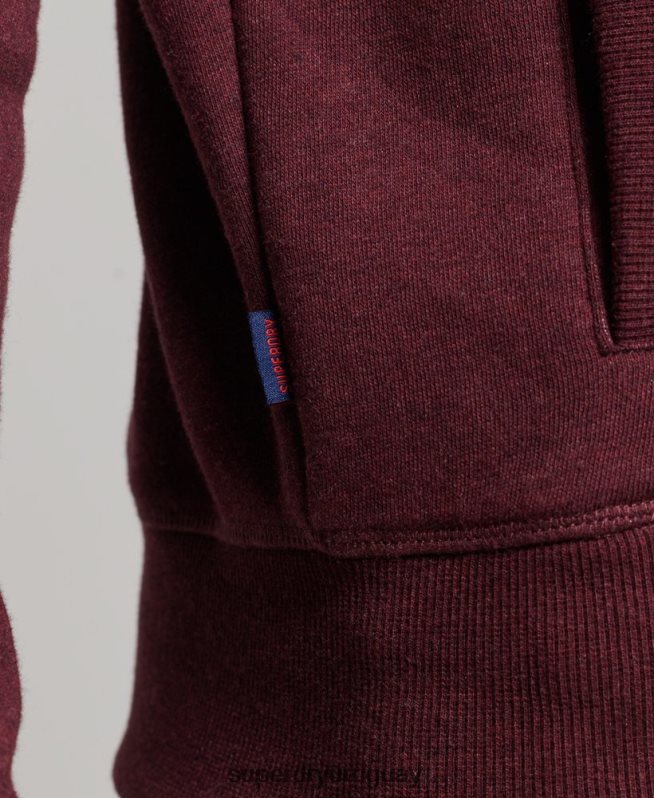 uy Superdry hombres top deportivo de algodón orgánico con cremallera y logo vintage rojo DT2N8Z4989 ropa