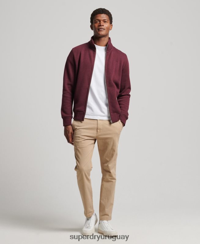 uy Superdry hombres top deportivo de algodón orgánico con cremallera y logo vintage rojo DT2N8Z4989 ropa