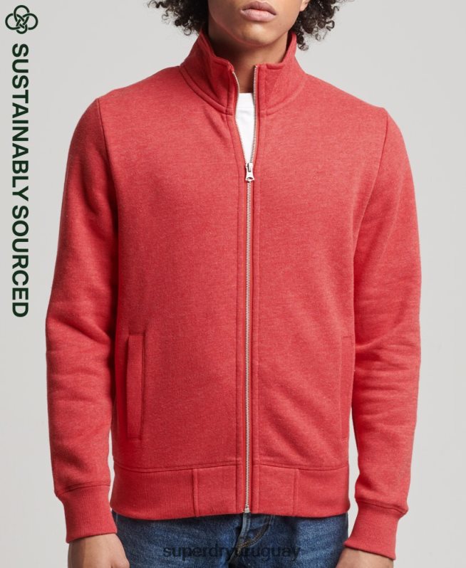 uy Superdry hombres top deportivo de algodón orgánico con cremallera y logo vintage rojo DT2N8Z5022 ropa
