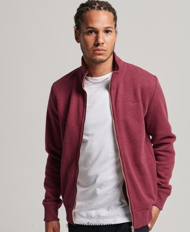 uy Superdry hombres top deportivo de algodón orgánico con cremallera y logo vintage rojo DT2N8Z5112 ropa