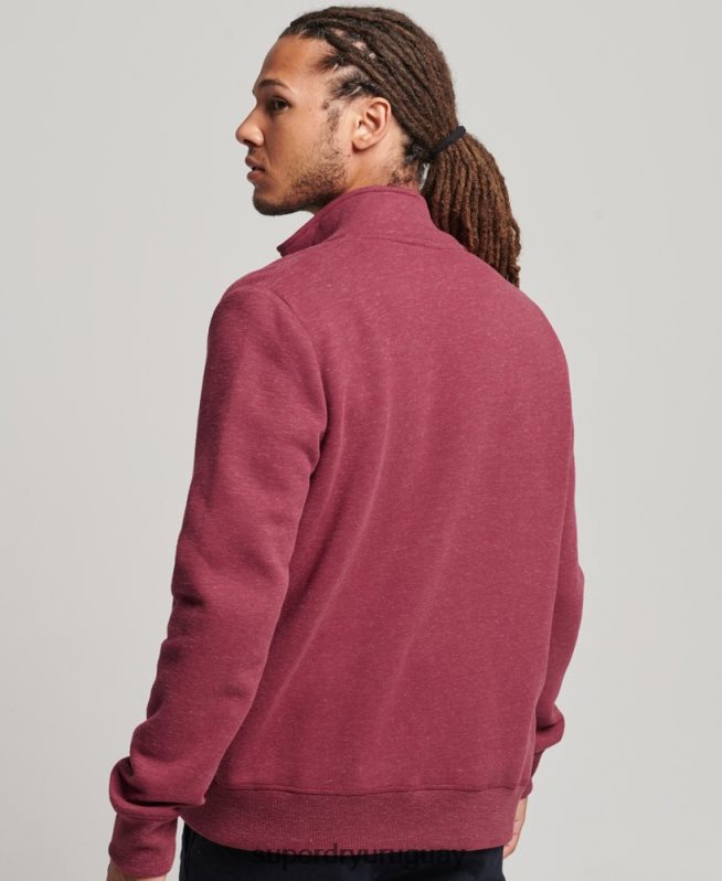 uy Superdry hombres top deportivo de algodón orgánico con cremallera y logo vintage rojo DT2N8Z5112 ropa