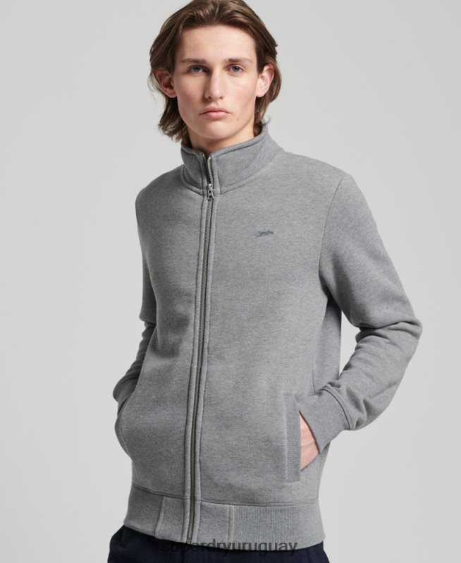 uy Superdry hombres top deportivo de algodón orgánico con logo vintage bordado gris DT2N8Z843 ropa