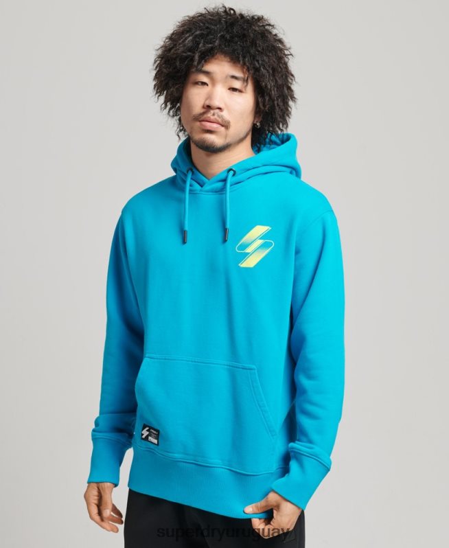 uy Superdry mujer sudadera con capucha holgada de semitono de código azul DT2N8Z6119 ropa