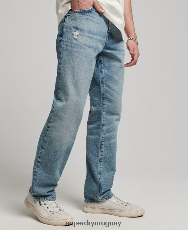 uy Superdry hombres jeans rectos de algodón orgánico azul claro DT2N8Z1231 ropa