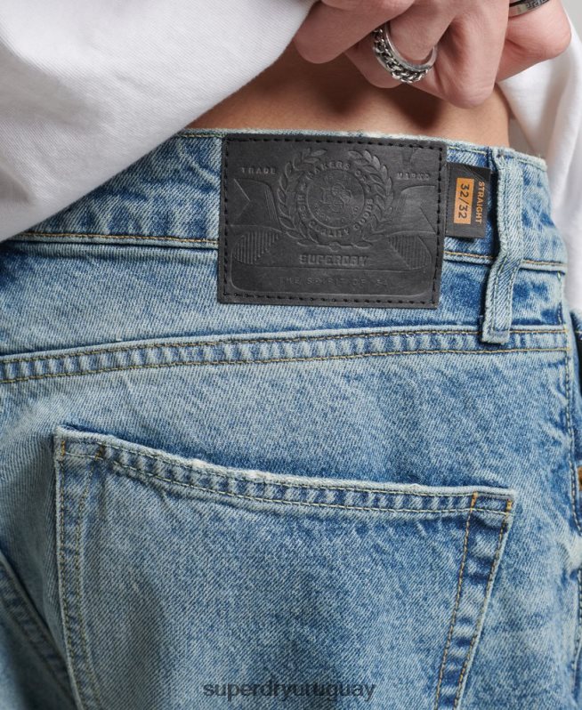 uy Superdry hombres jeans rectos de algodón orgánico azul claro DT2N8Z1231 ropa