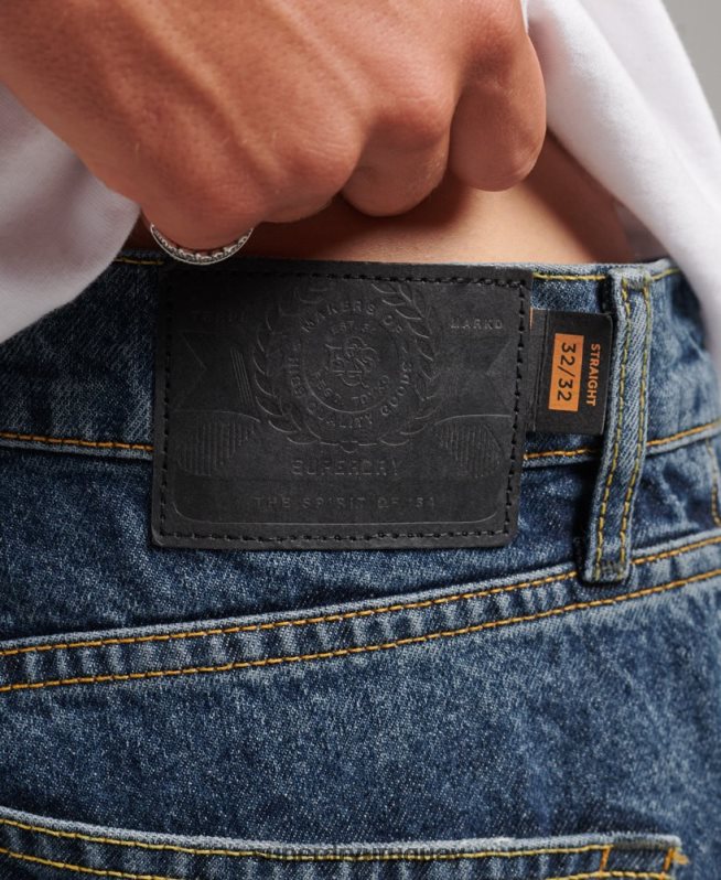 uy Superdry hombres jeans rectos de algodón orgánico azul oscuro DT2N8Z1232 ropa