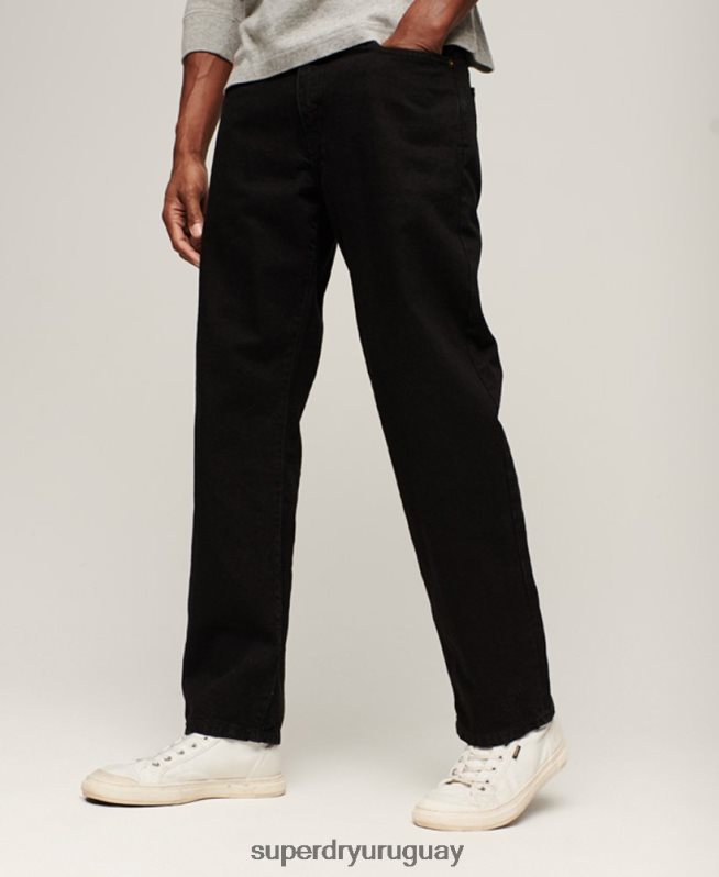 uy Superdry hombres jeans rectos de algodón orgánico negro DT2N8Z1228 ropa