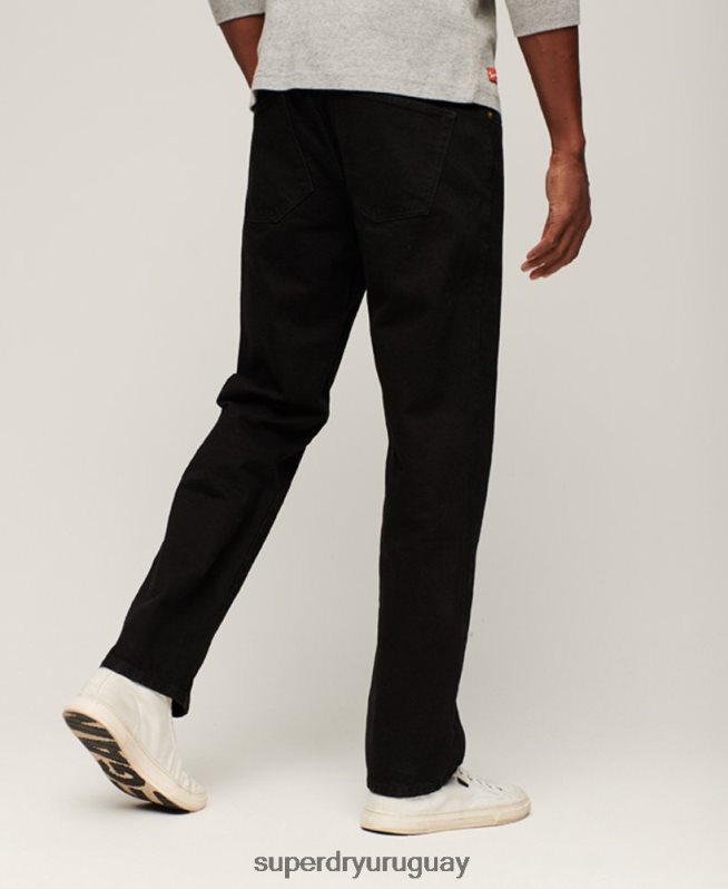 uy Superdry hombres jeans rectos de algodón orgánico negro DT2N8Z1228 ropa